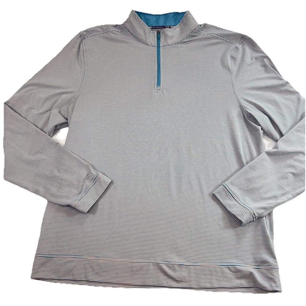 Southern Tide 1/4 Zip Pullover Size XL Blue Pink Micro Striped Tide to Trail Dad